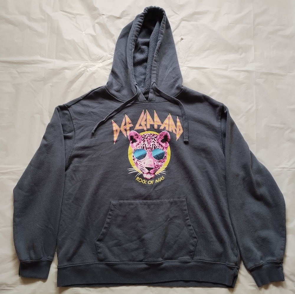 Def Leppard Hoodie Sweatshirt Gray Grey Rock Band Shirt Youth Boys XXL